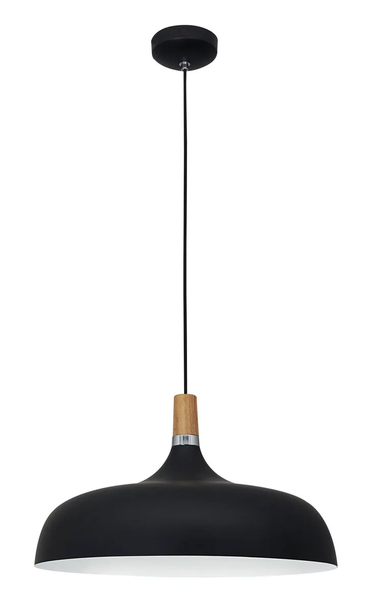 Bright Star Lighting - Metal and Wood Pendant - Black