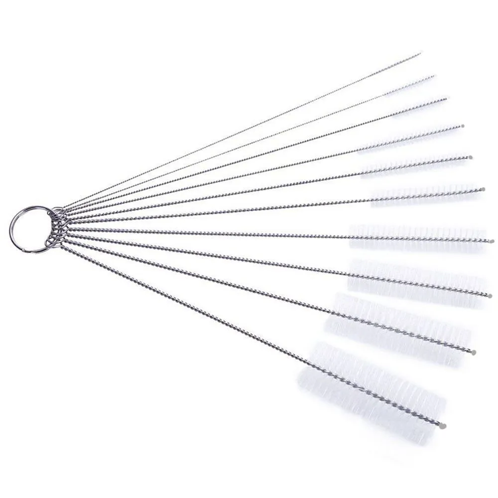10 Piece Functional Nylon Bottle Tube Nozzle Brushes Set - White