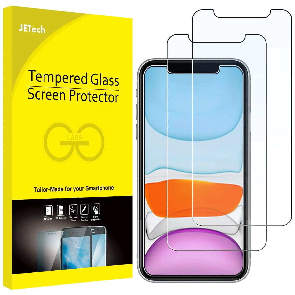 JETech Apple iPhone 11 and iPhone XR Screen Protector 2-Pack