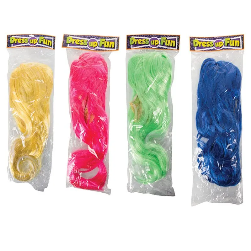 Bulk Pack x 4 Dress Up Wigs Long Neon Colour