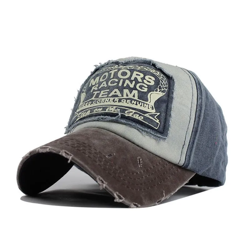 FLB Vintage retro Cotton Snapback Baseball Cap - Coffee Navy