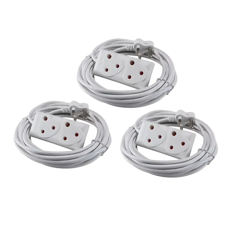 15m Extension Cord With A Two-Way Multi-Plug Extension Lead Bulk 2 Pack