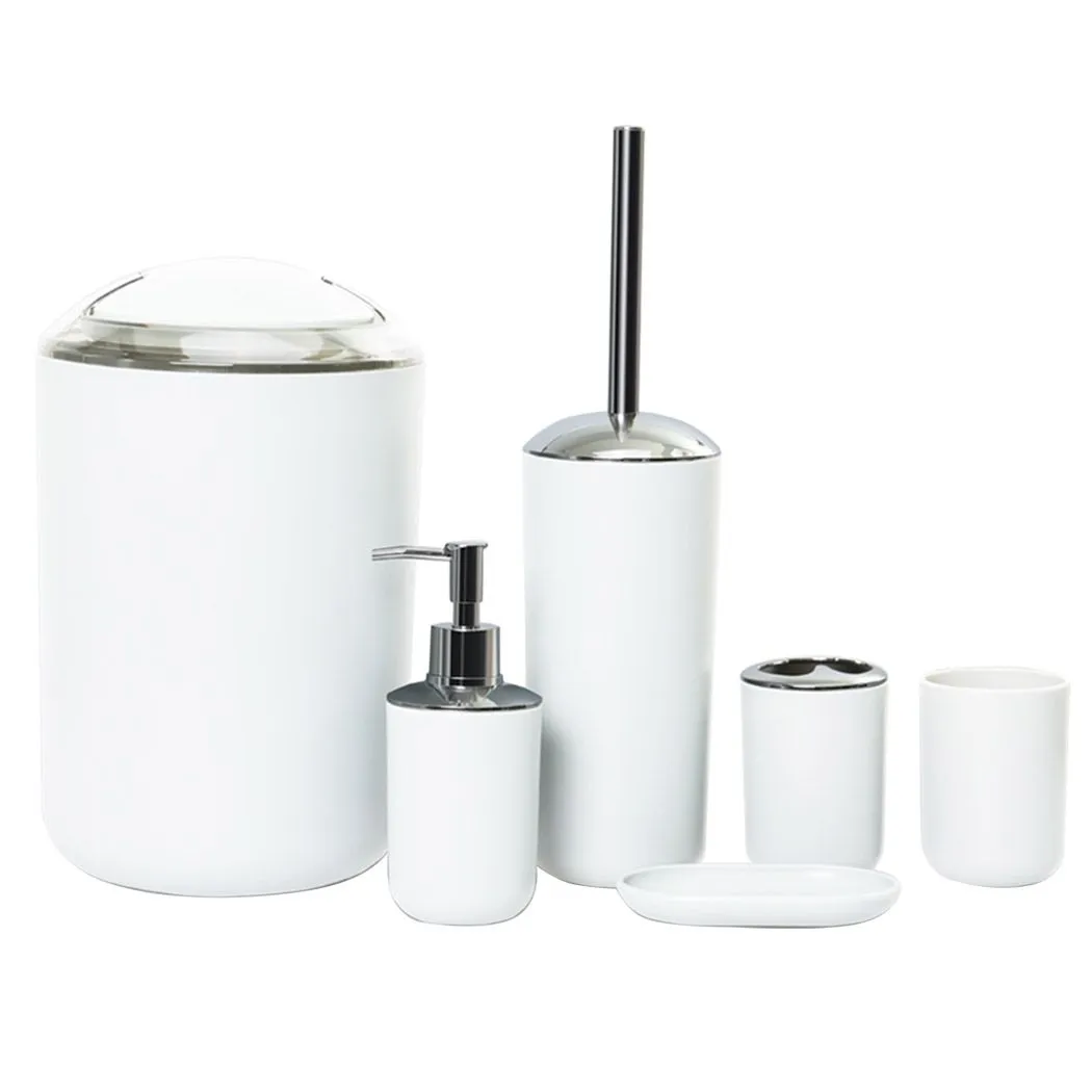 Fashion Boutique Bathroom Accessories Series (6 Pieces) - White