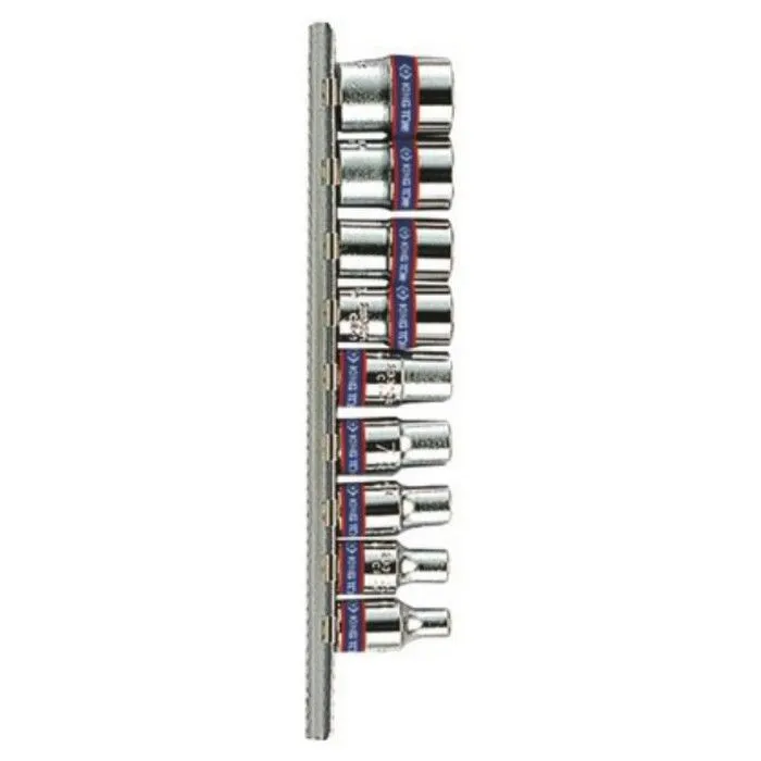 King Tony Socket Set 1/4"Dr on a Rail 4-13mm 9 Pieces