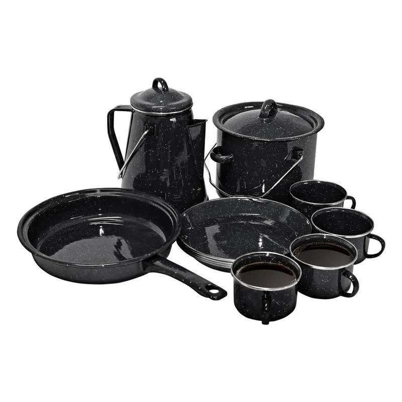 13 Piece Black enamel Camping Set