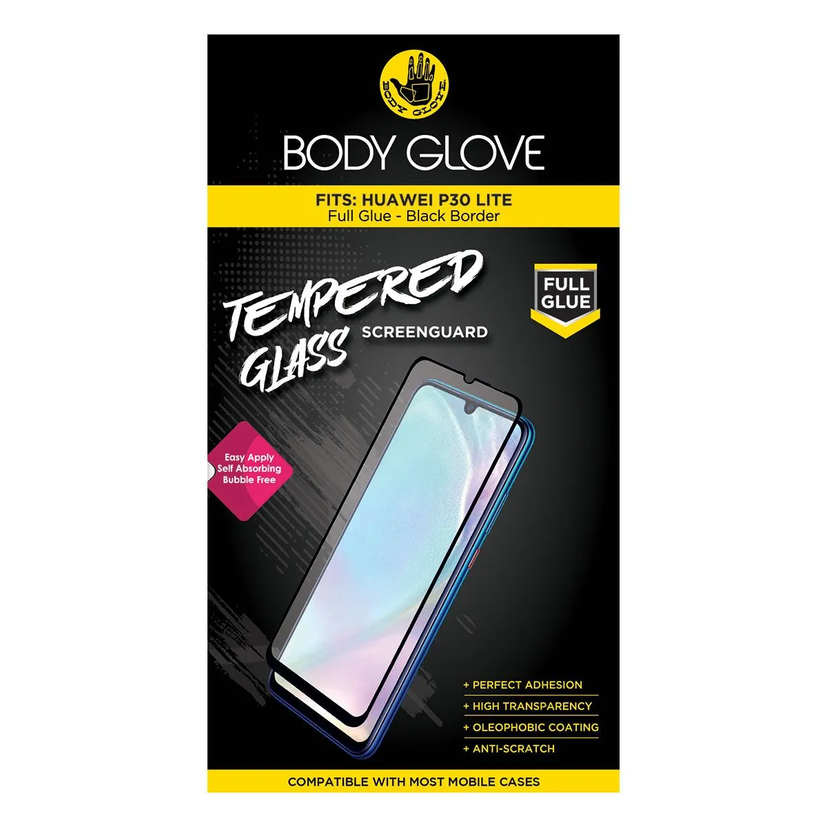 Body Glove Huawei P30 Lite Full Glue Tempered Glass Screenguard - Black Rim