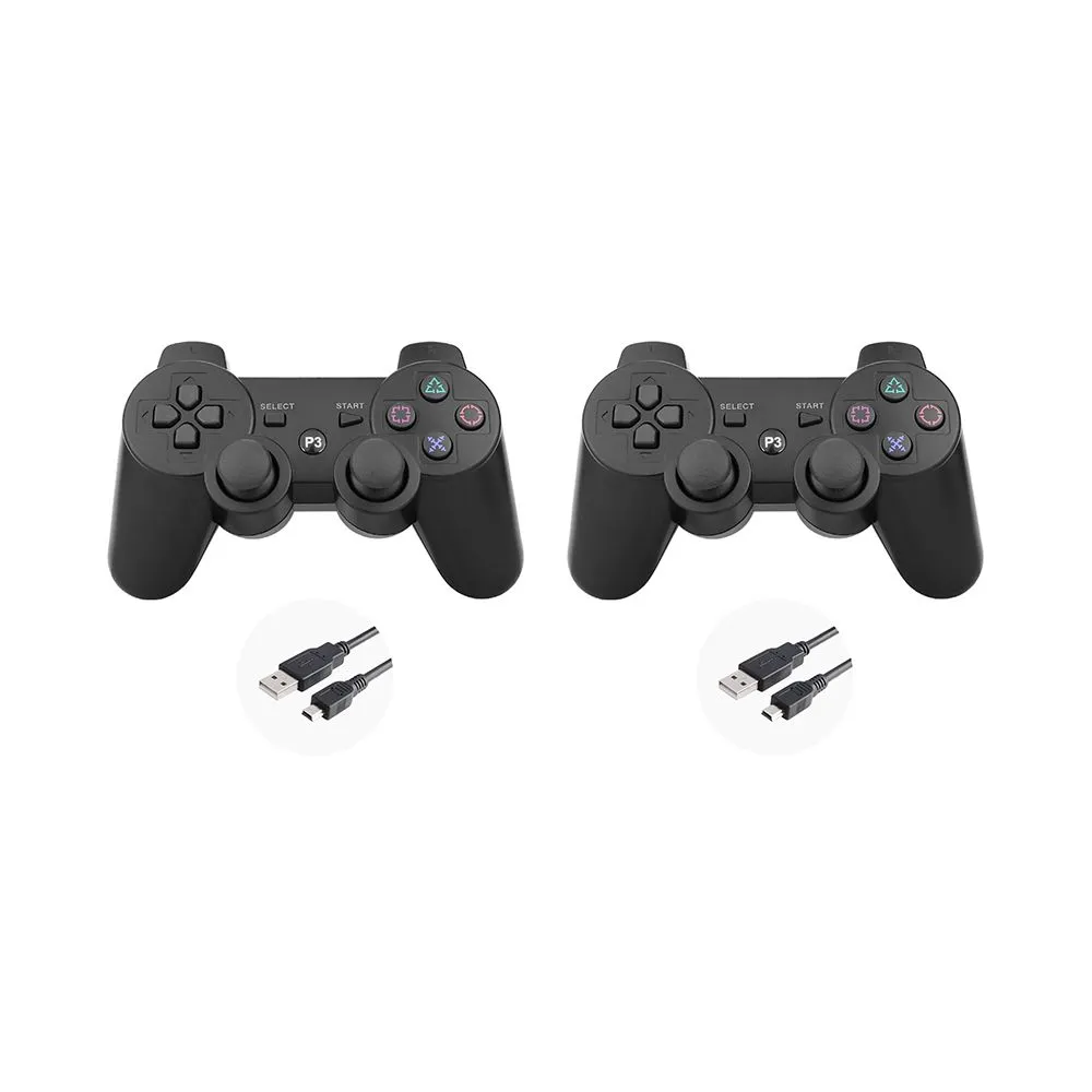 Wireless Controller for Playstation 3 + Charging Cables - 2 Pack