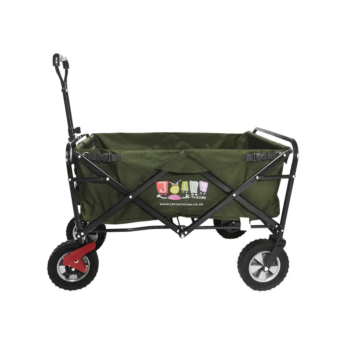 Jolly Trolley Deluxe with coolerbag, seat belts and breaks - Olive Green