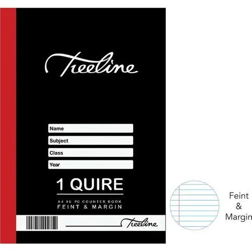Treeline Hard Cover Counter Books 1Q A4 96 pg - Feint & Margin (Pack of 10)