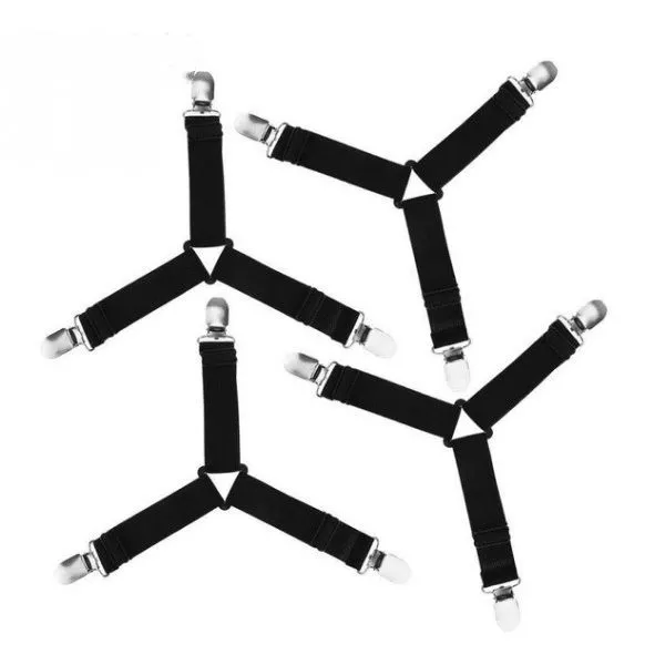 Adjustable Grippers For Bed Sheet (Set of 4 units) - Black