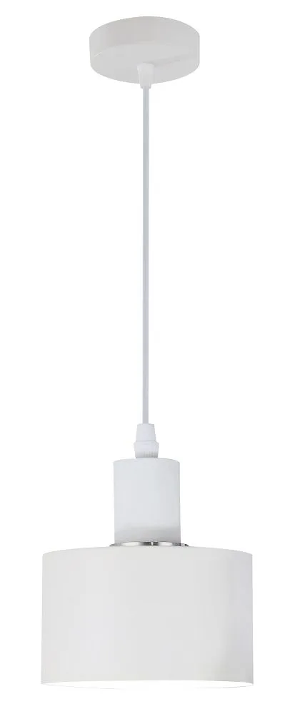 Bright Star Lighting Single Round Aluminium Pendant with Chrome Ring - White
