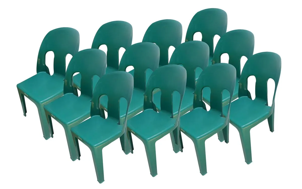 Durable Plastic Party Chair Combo Set of 12 - Green