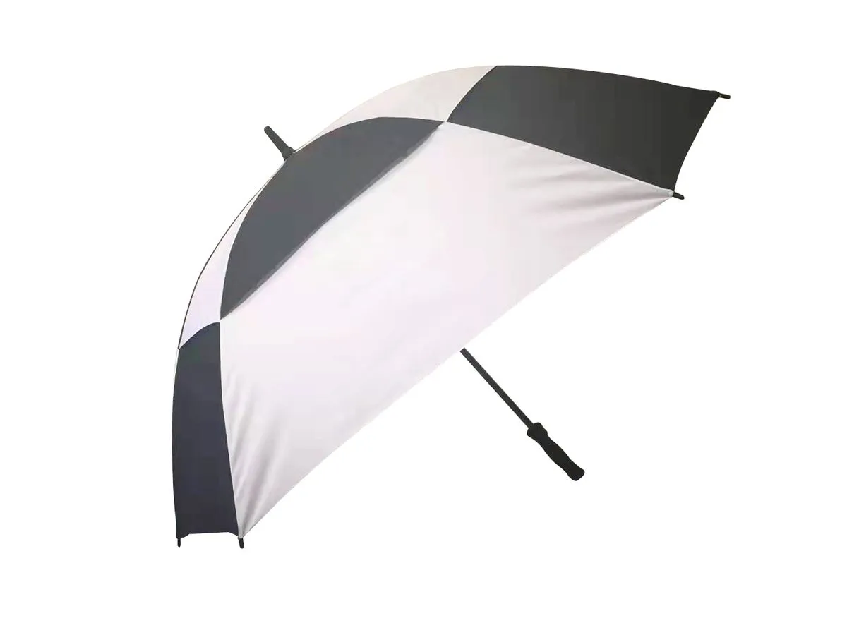 Alice Umbrella Golf Manual Open Fibreglass Frame Rubberised Handle - Black & White