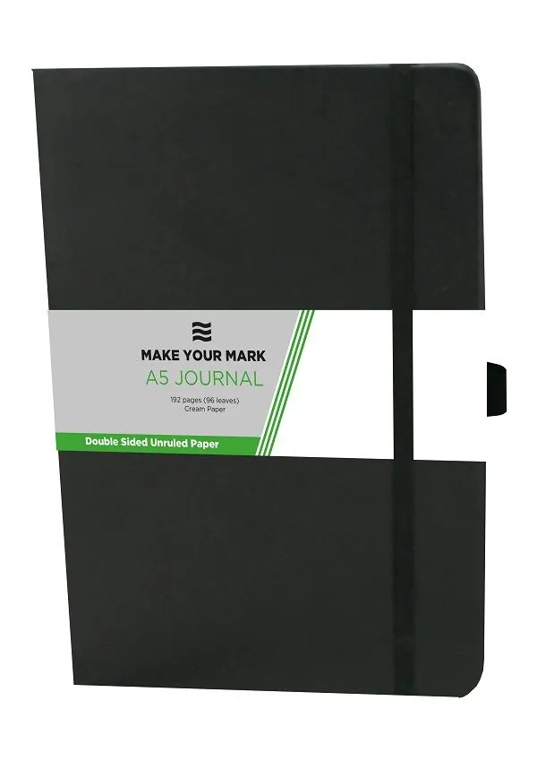 A5 192 Page Unruled Journal With Elastic Closure  - Black