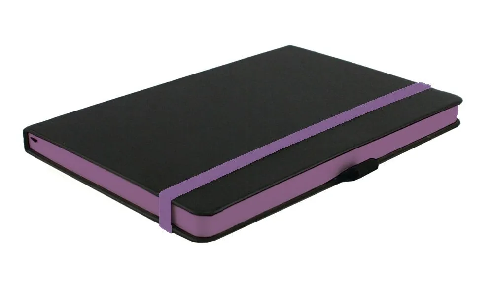 A4 Black Pastel Gilded Journal192 Page With Elastic Close - Lilac