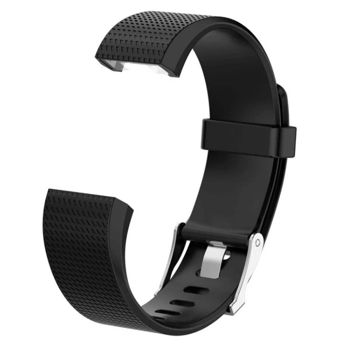 Replacement Large Strap Adjustable Soft Silicone for Fitbit Charge 2 - Black