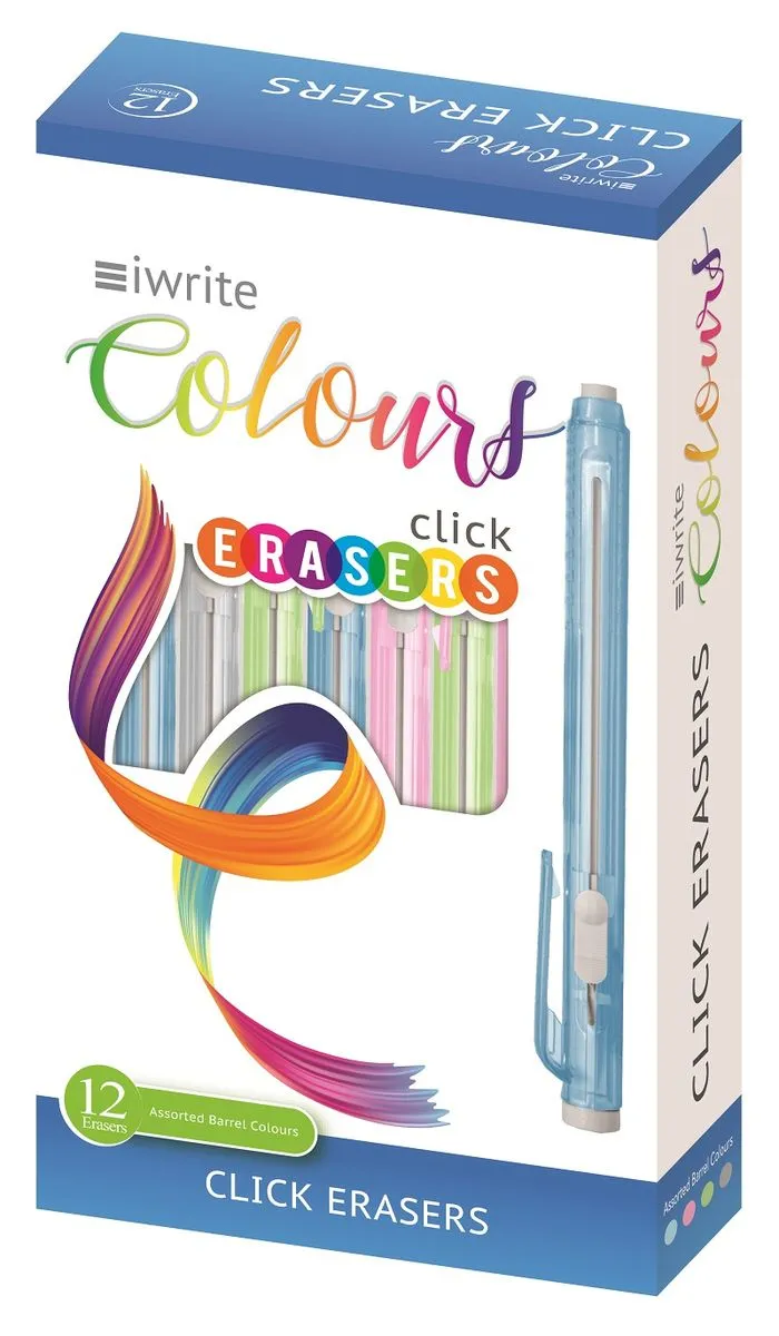 iWrite Colours: Click Erasers - Assorted - Box of 12