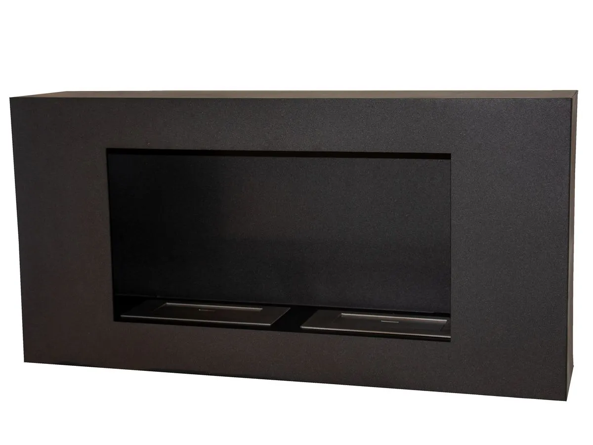 1green Double Burner Wall Ethanol Fireplace - Black