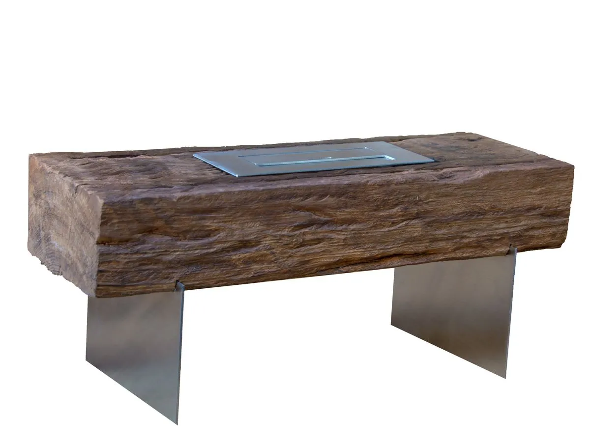 1green Wooden  Floor Ethanol Fireplace