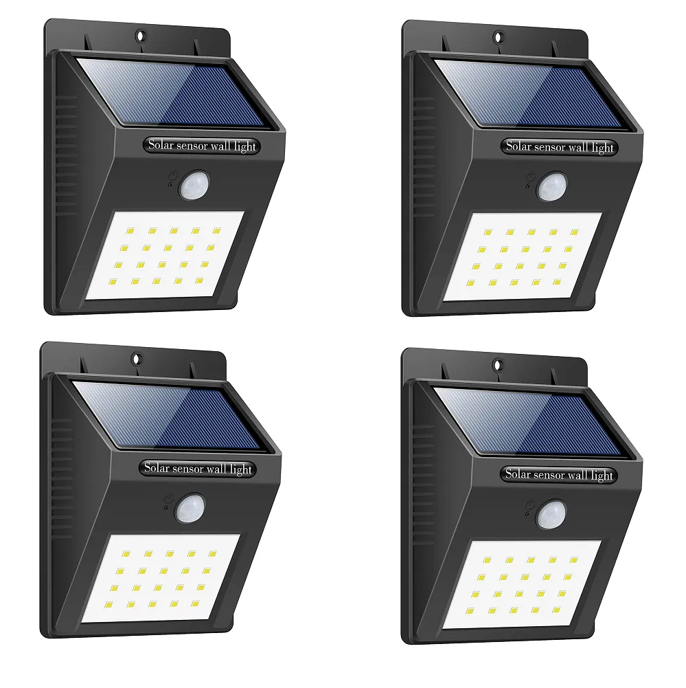 JB Luxx Solar Powered LED Wall Light with CDS Night Sensor - 5m - Set of 4