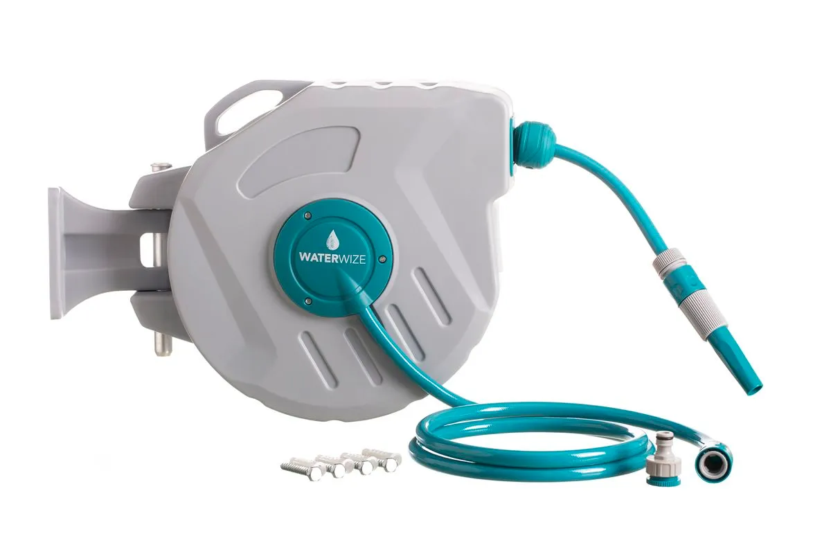 WaterWize - Retractable I Auto Rewind Hosepipe - Grey & Teal 20m