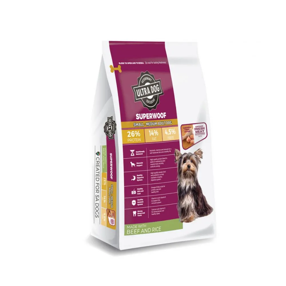 Ultradog Superwoof Small-Medium Adult Beef & Rice 3kg