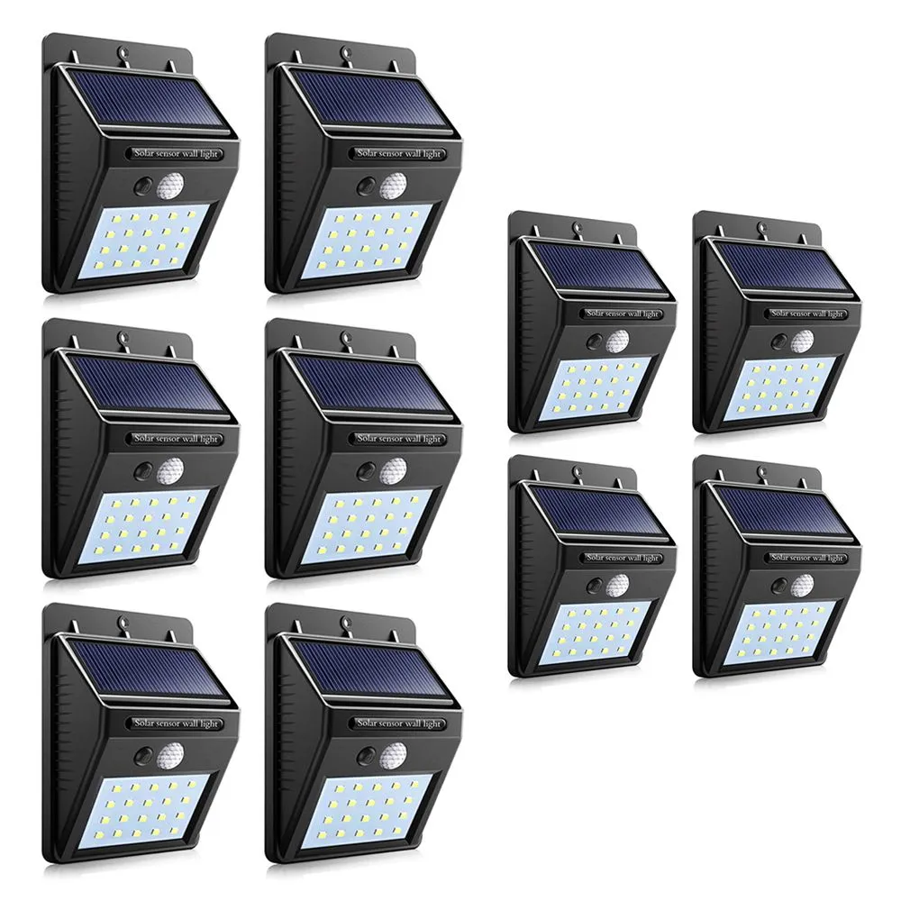 LMA- Set of 10 PIP Motion + CDS Night Sensor Solar LED Wall Light