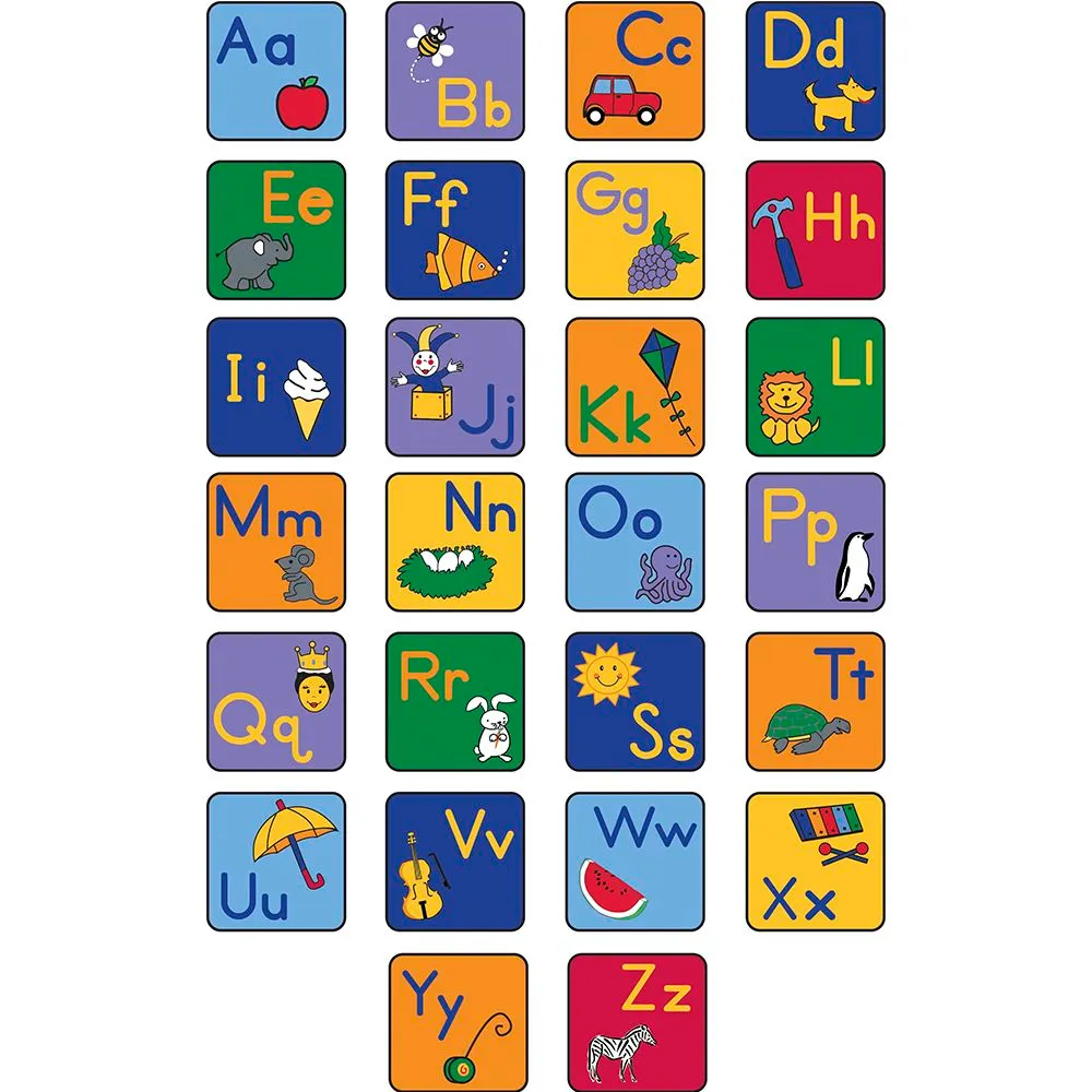 Learning Classroom Carpets - Alphabet - Seating Squares - 36 x 36 cm 26pcs
