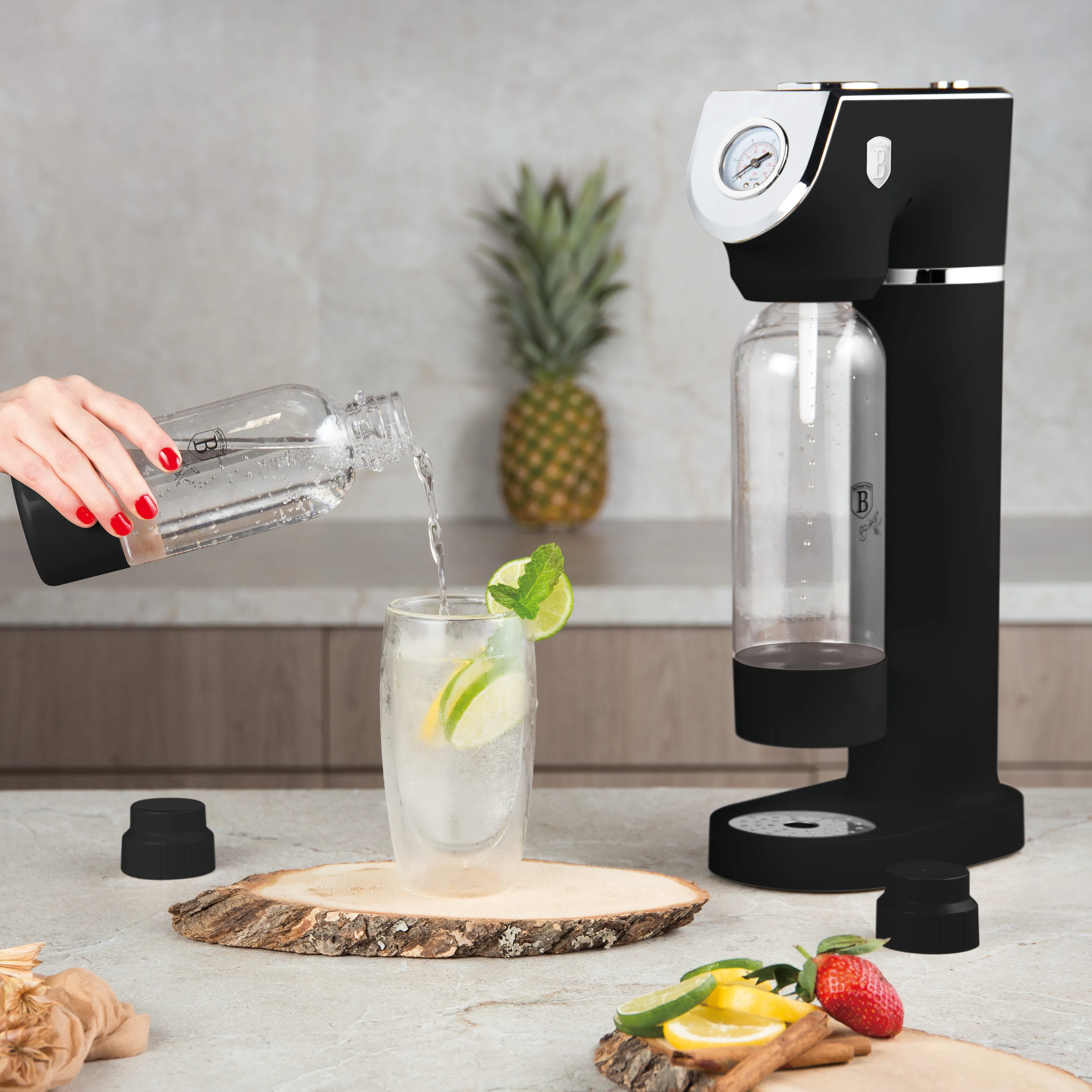 Stainless Steel Soda Maker with 2 Bottles