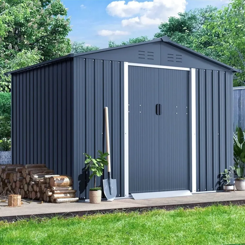 Outdoor Metal Storage Shed with Double Doors