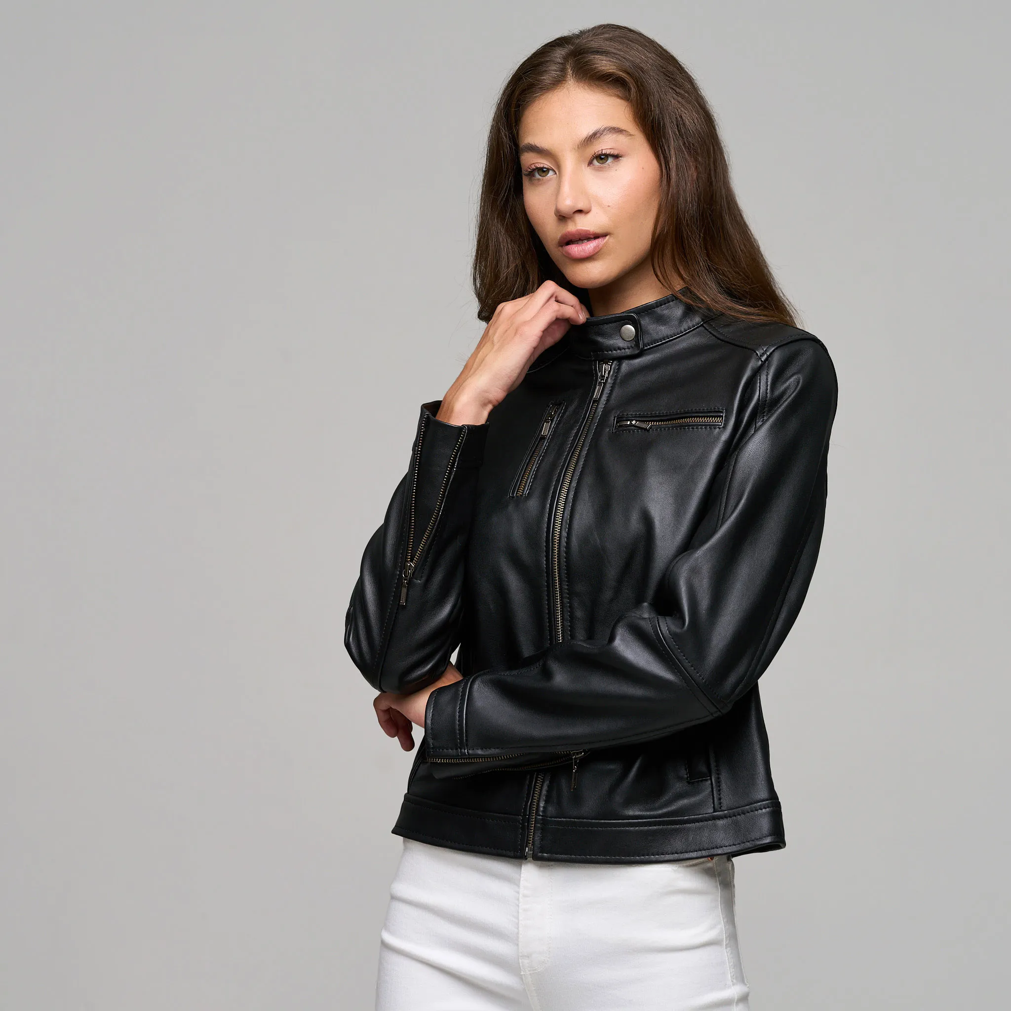Ladies Kelly Classic Leather Jacket