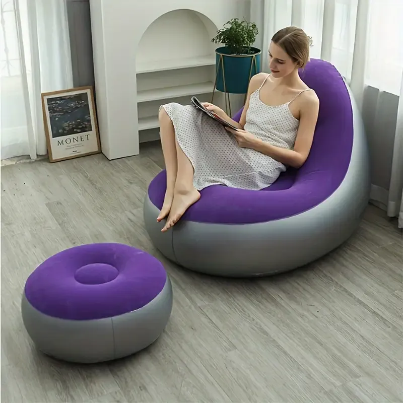 2-Piece Inflatable Outdoor Lounge Chair and Footrest
