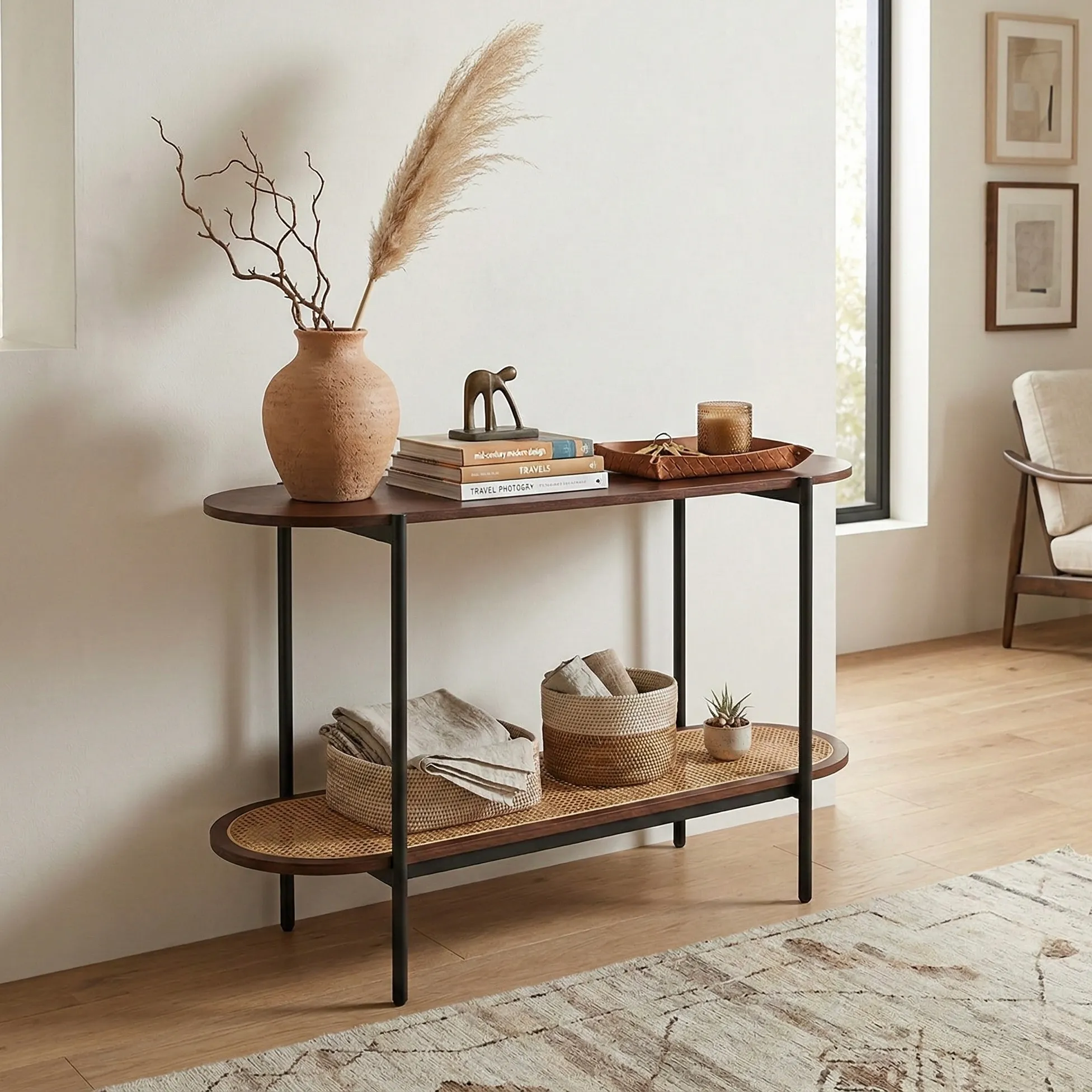 2-Tier Rattan-Style Console Table (Damaged Packaging)
