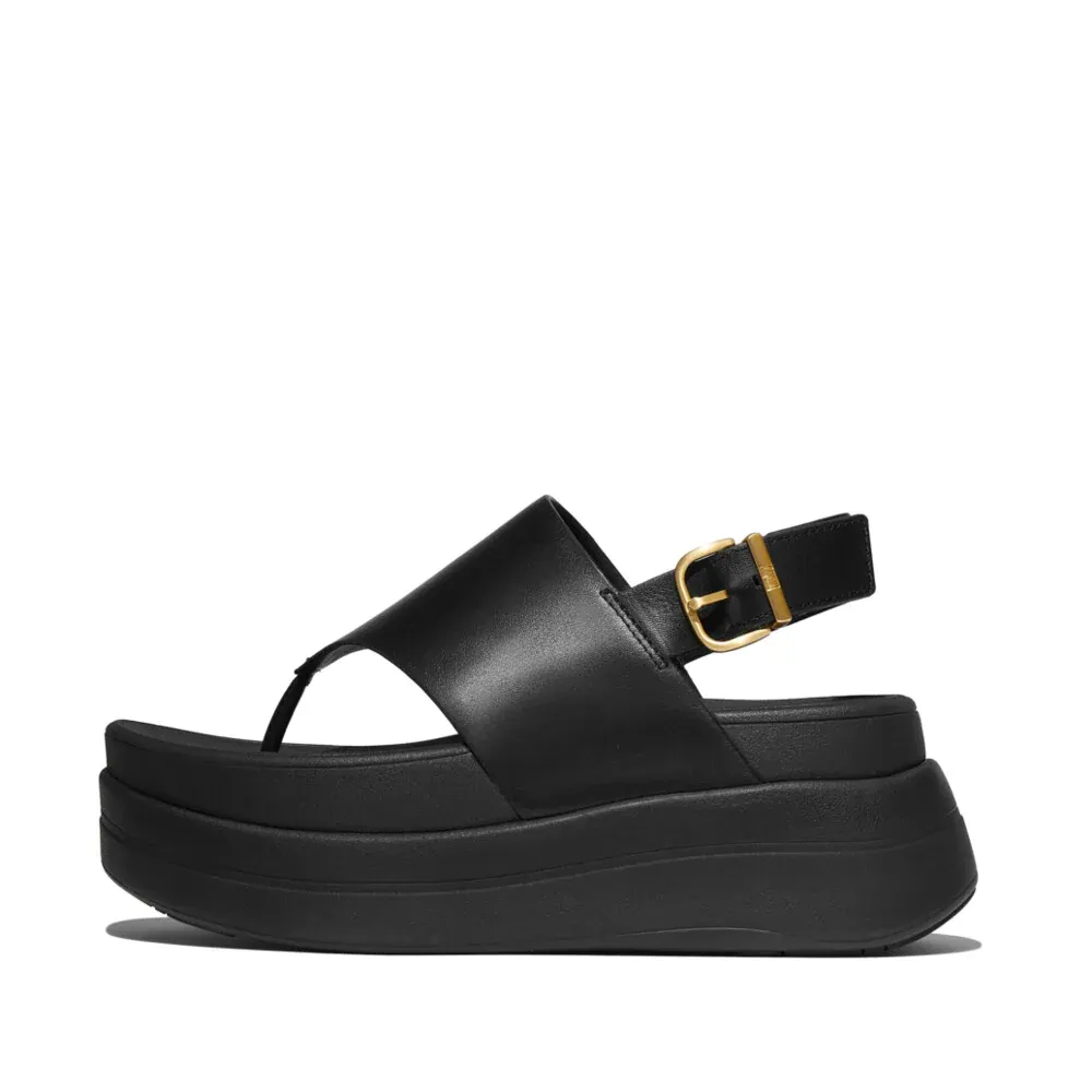 Ladies Leather F-Mode Stack Back-Strap Sandals