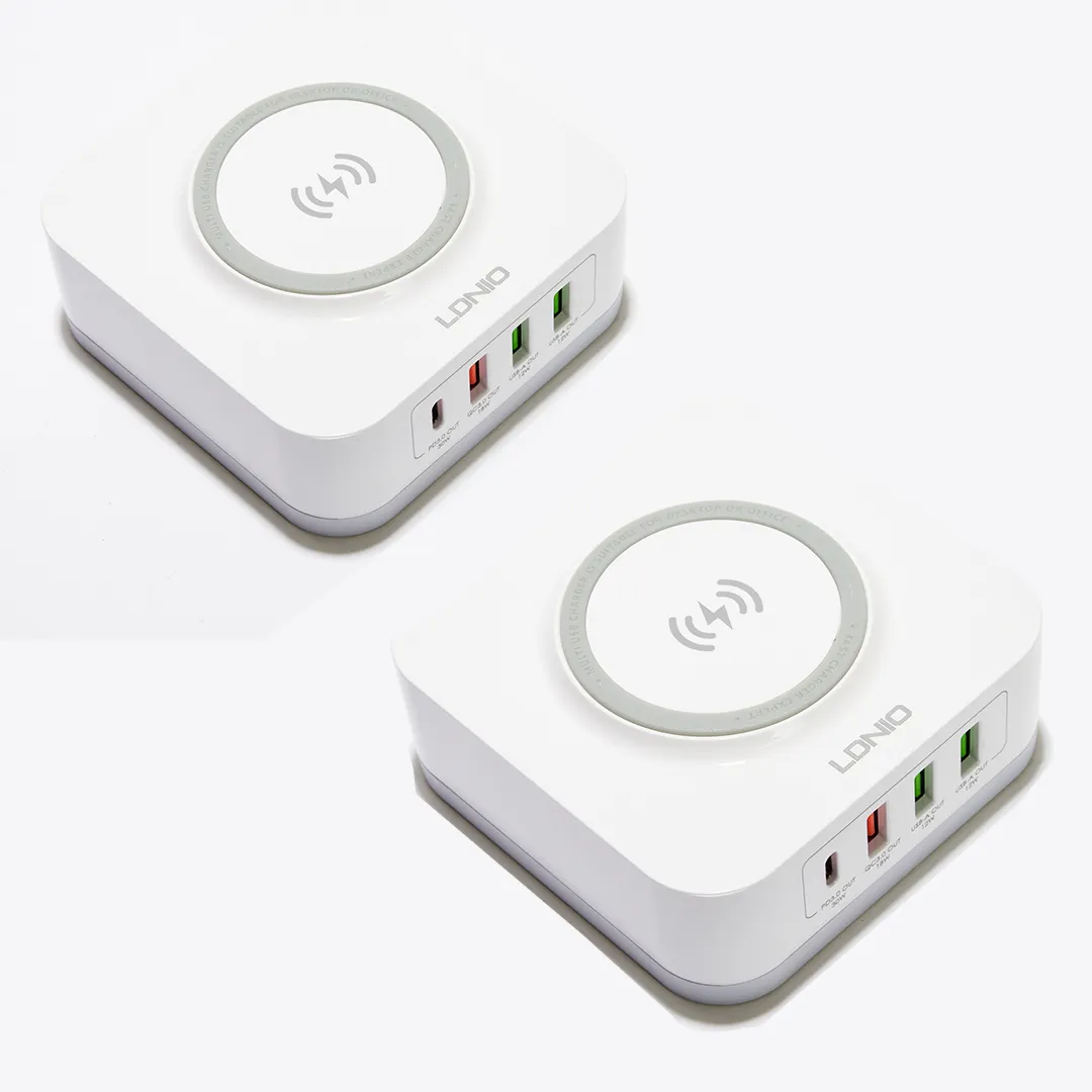 2x 32W Desktop Power Stations with Wireless Charging