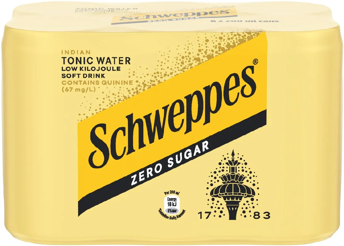 Schweppes Zero Sugar Indian Tonic Water (6x200ml)