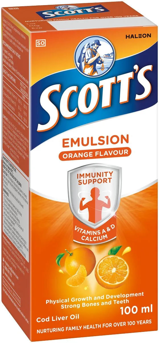 Scott's Emulsion Cod Liver Oil, Orange Flavour (100ml)