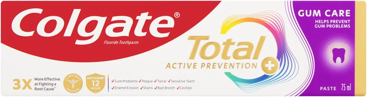 Colgate Total Active Prevention Fluoride Toothpaste, Gum Care (75ml)