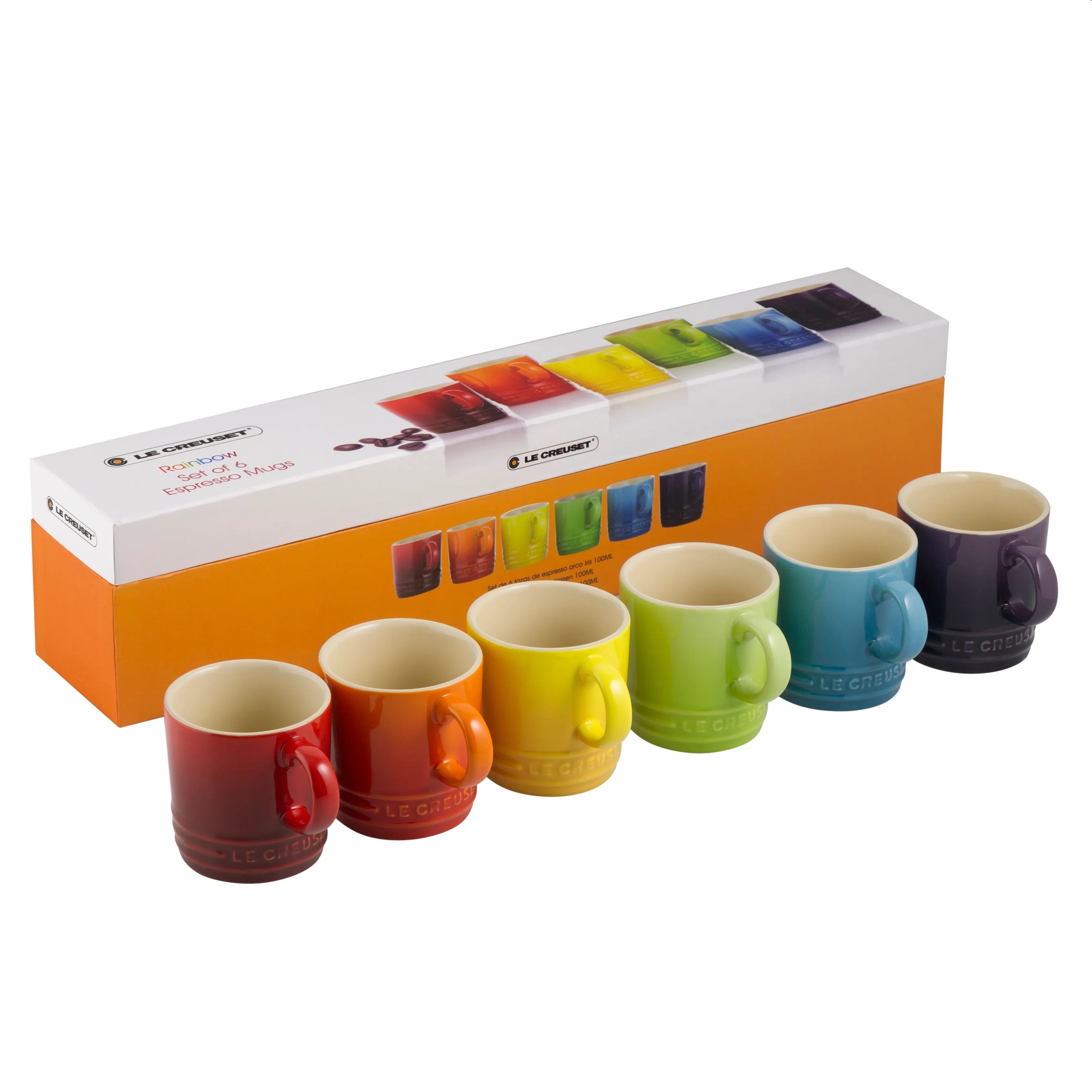 Le Creuset Rainbow Collection Espresso Mugs, Set of 6