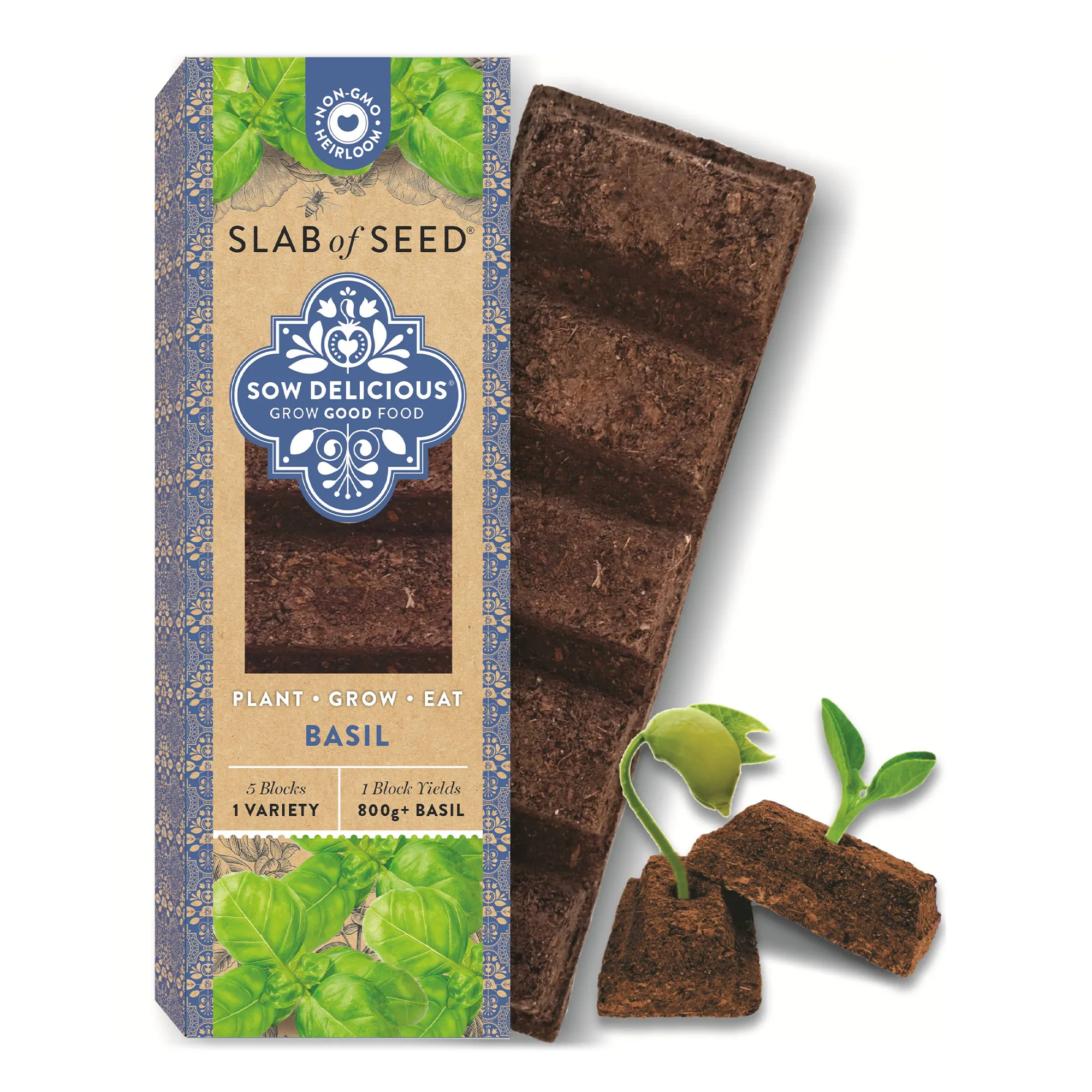 Sow Delicious Slab of Seed Pure Basil