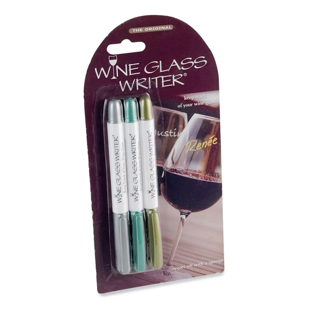 Wine Glass Writer Original Metallic Glass Markers, Set of 3
