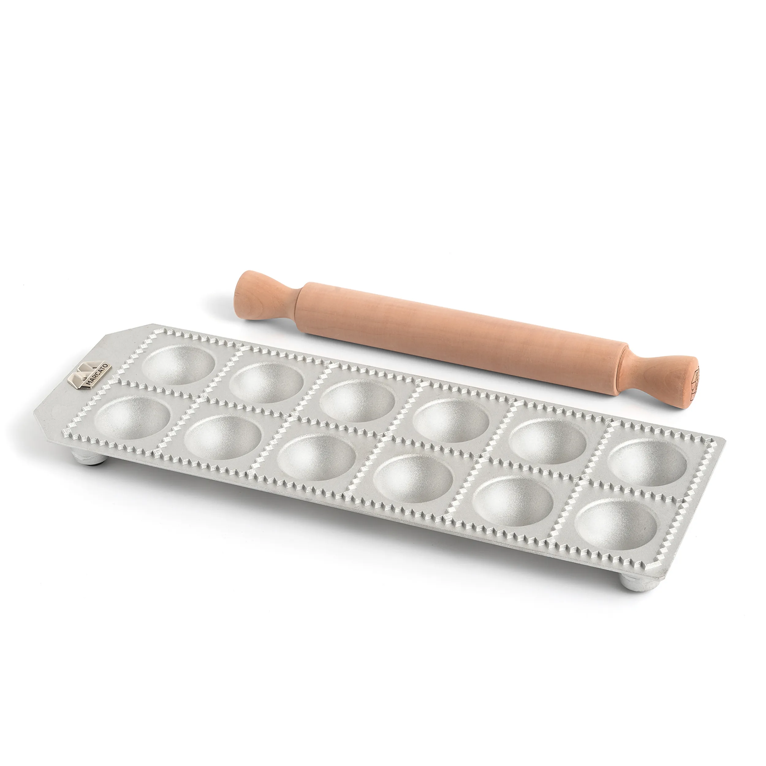 Marcato Classic Round 12 Hole Ravioli Mould & Rolling Pin