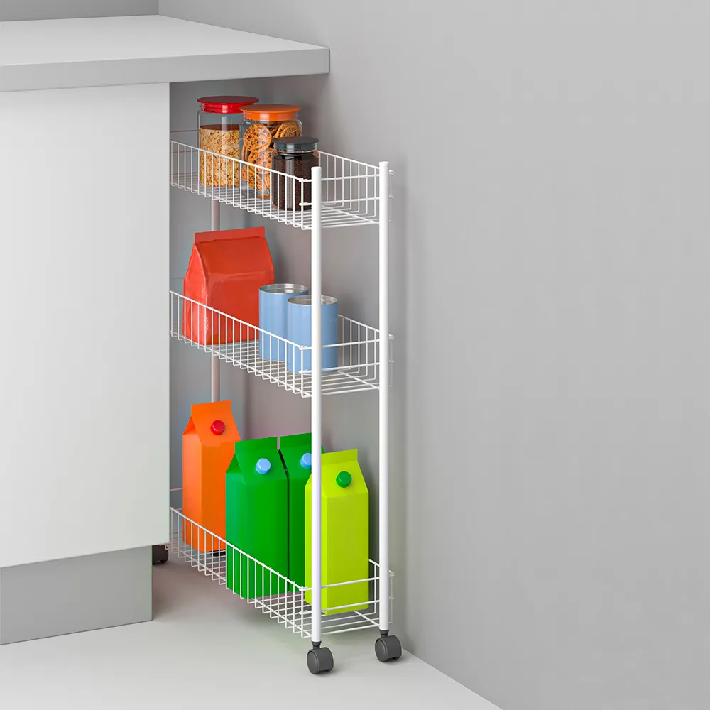 Metaltex Fino 3 Extra Slim 3-Tier Rolling Storage Cart