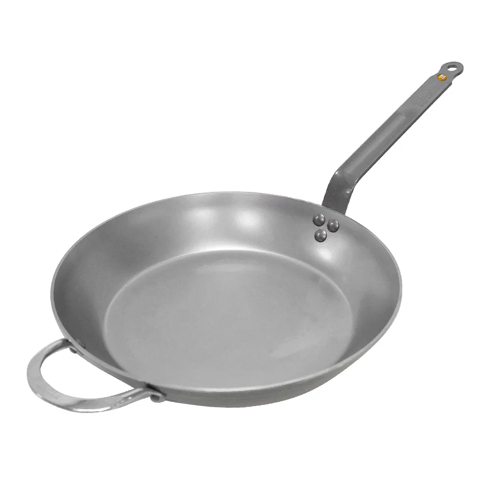 De Buyer Mineral B Element Carbon Steel Frying Pan with Helper Handle, 32cm