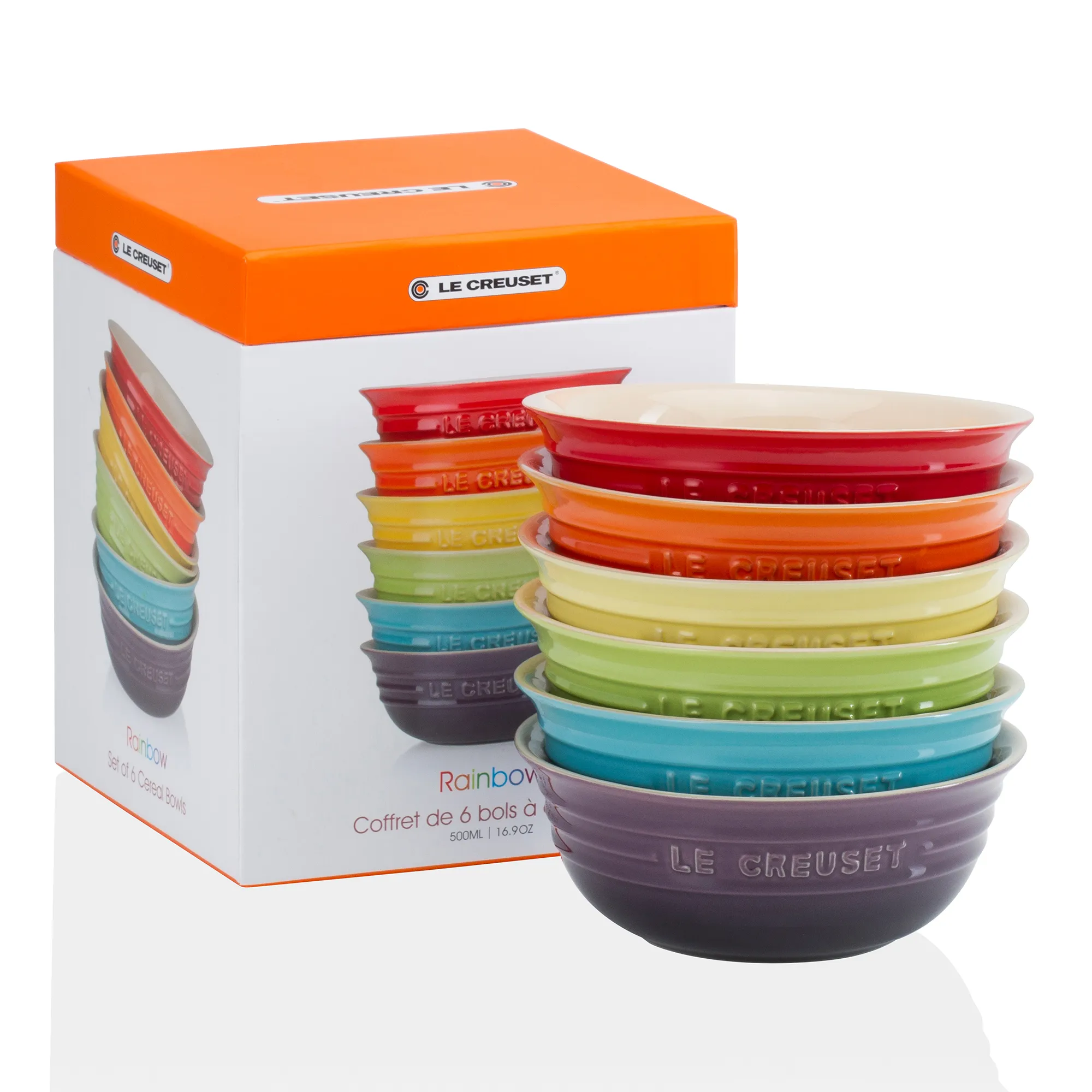 Le Creuset Rainbow Cereal Bowls, Set of 6