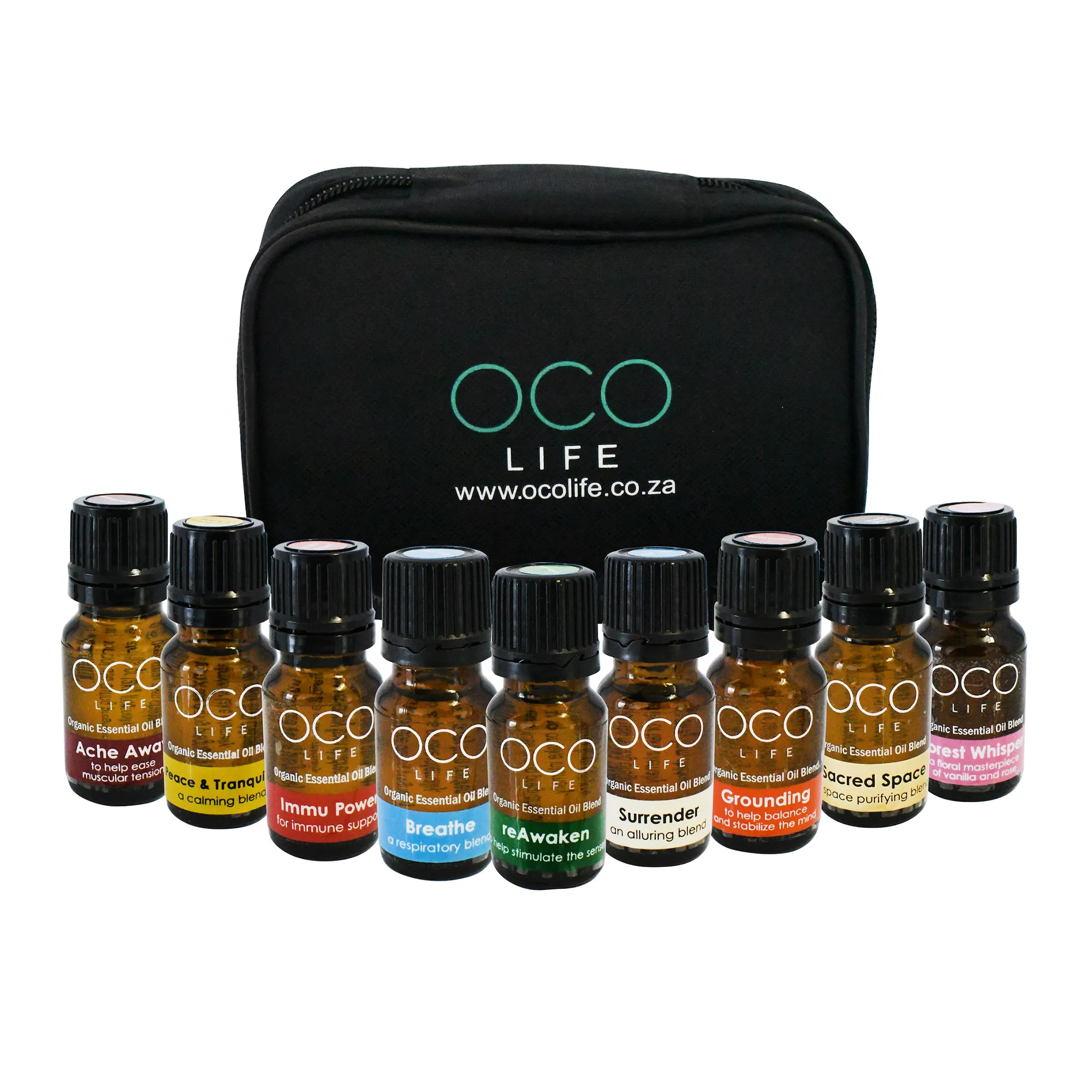 OCO Life 9 Essential Oil Diffuser Blends 10ml with OCO Kit Bag