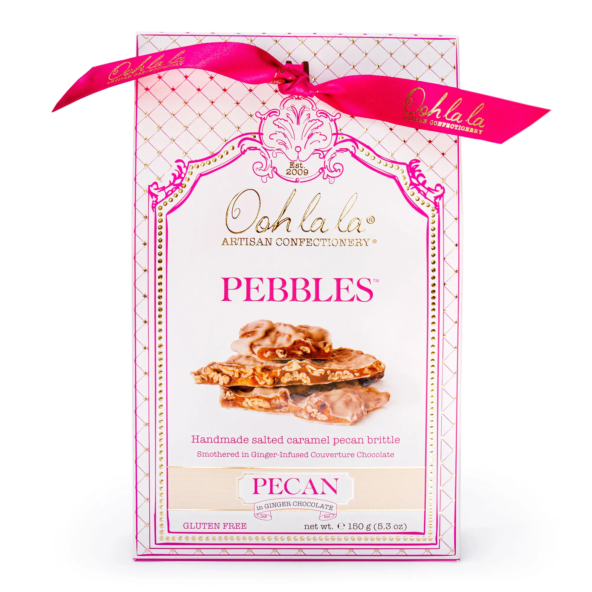 Ooh La La Artisan Confectionery Pecan Pebbles in Ginger Chocolate, 150g