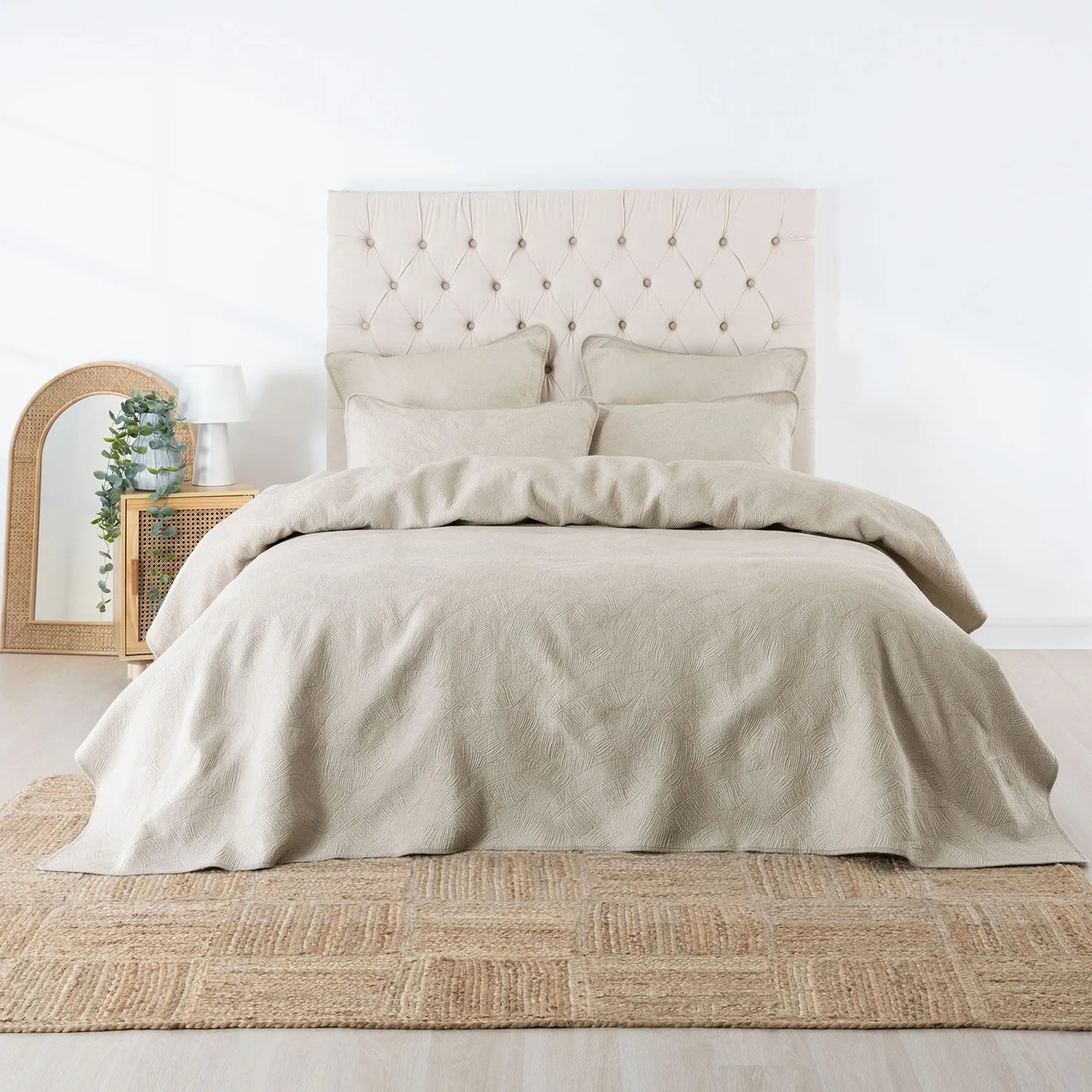 Linen House Oatmeal Manon Quilt Set
