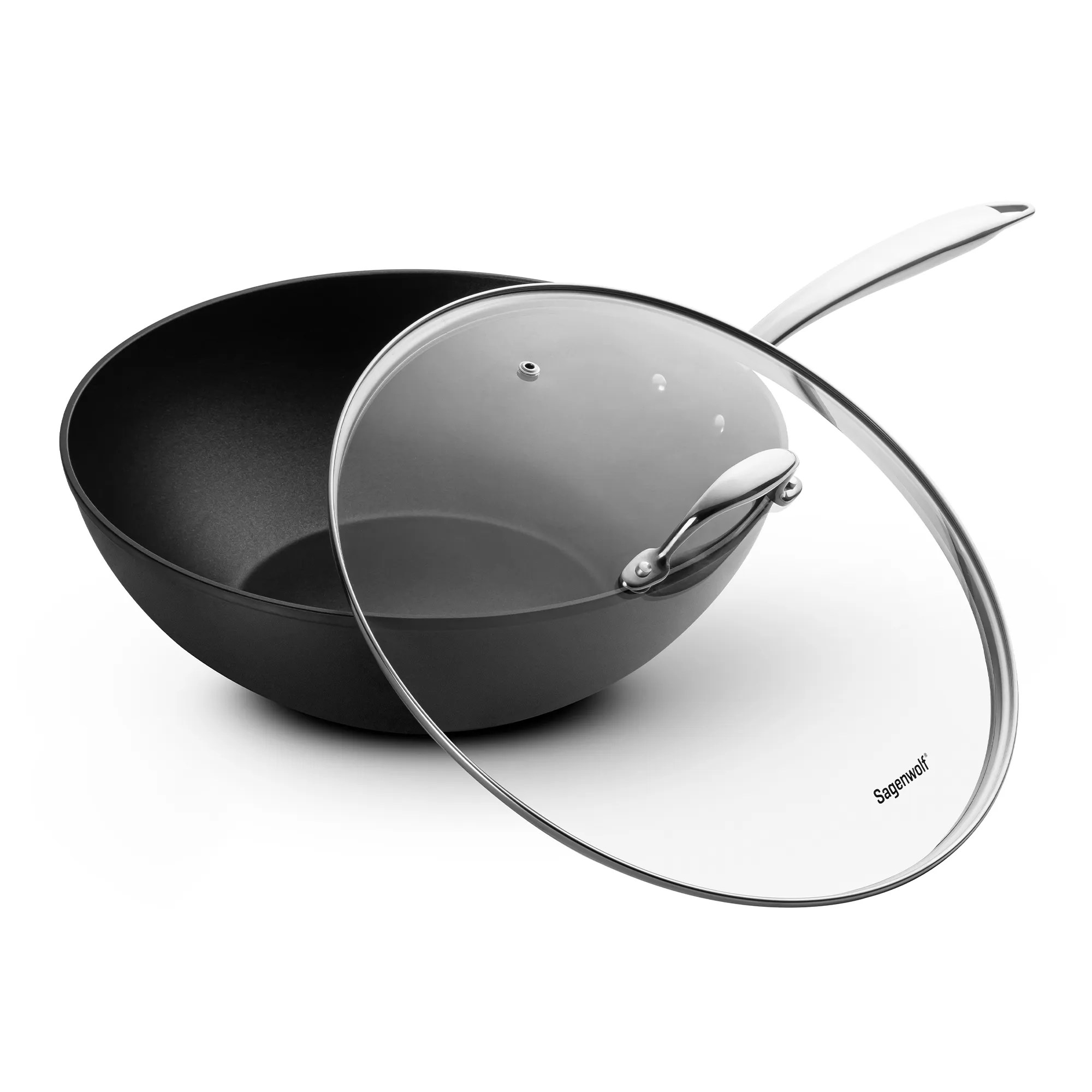 Sagenwolf Titanium Series Non-Stick Wok with Lid, 32cm