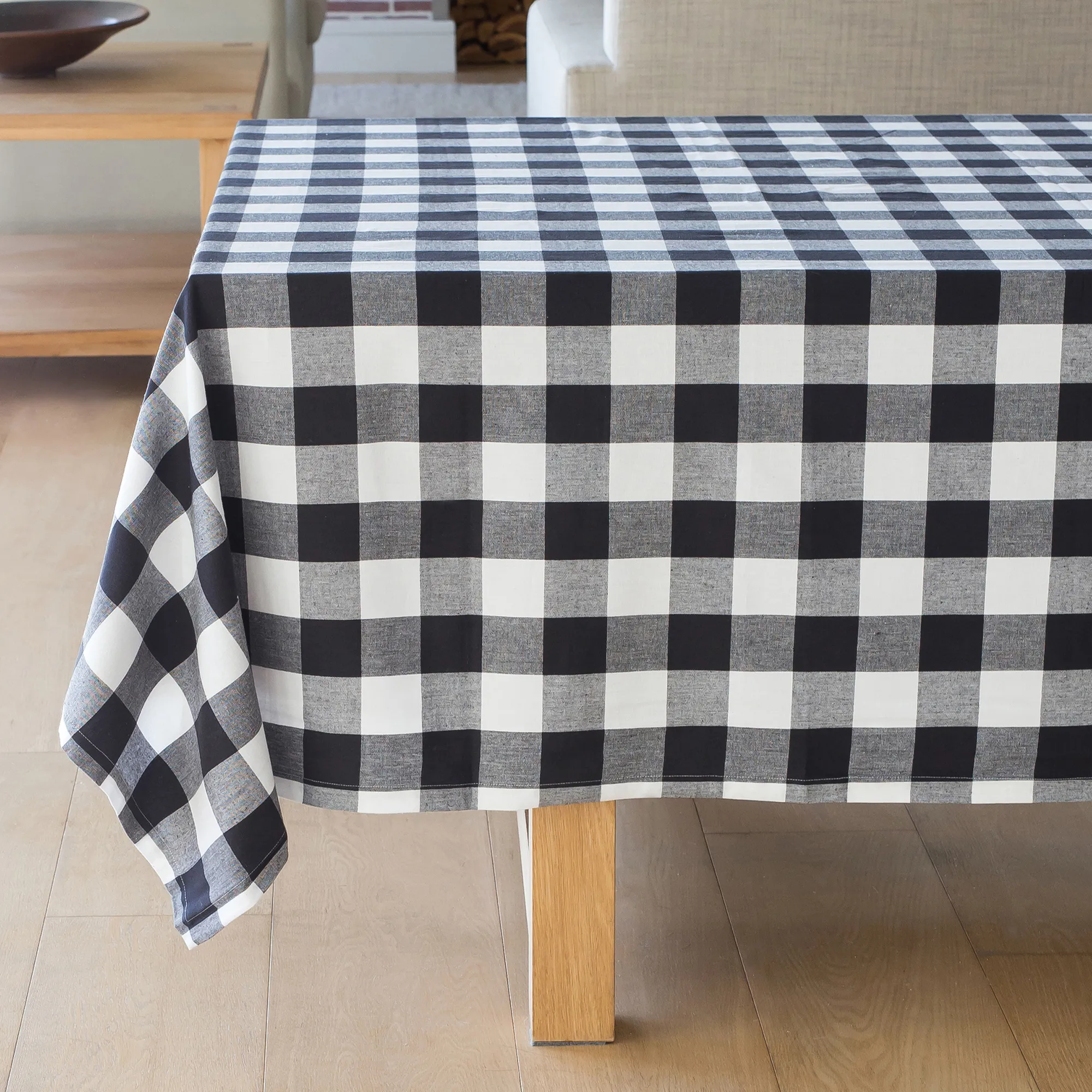 Linen House Revana Black Check Tablecloth